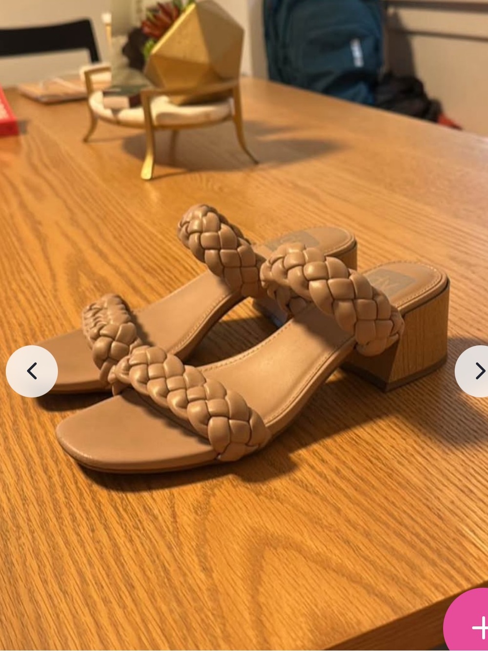 Dolce Vita Tan Braided Double-Strap Block Heel Sandals